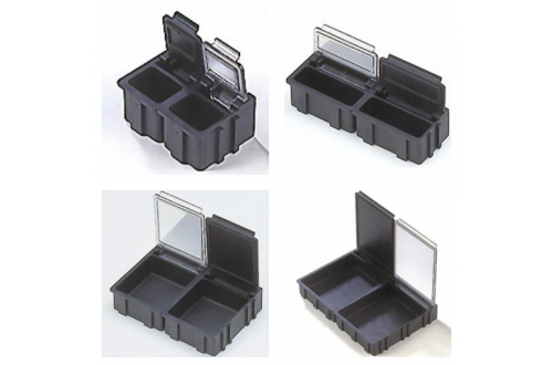  - SMD BOX CONDUCTIVE BLACK WITH CONDUCTIVE CLEAR LID 37x12x15mm N2-6-6-10-1LS