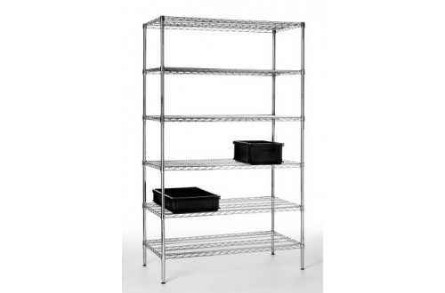 - ESD STEEL WIRE SHELVING RACK, 6 FLAT WIRE SHELVES, 457 x 907 x 2000H MM