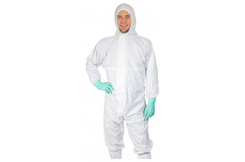  - COVERALL SIMSAFE SC06, ISO4, WHITE, HOOD, STERILE, SIZE 3XL
