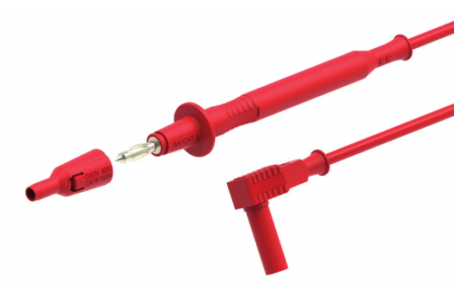 ELECTRO PJP - D4 TEST LEAD+RIGHT ANGLE FIXED SAFETY SHEATH PLUG D4-100cm-SILIC 2.5mm2 RED